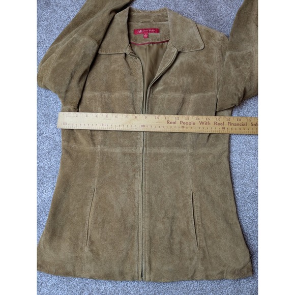 Vintage AK Anne Klein Tan Leather Fitted Full Zip Jacket Women's Small - Picture 5 of 8